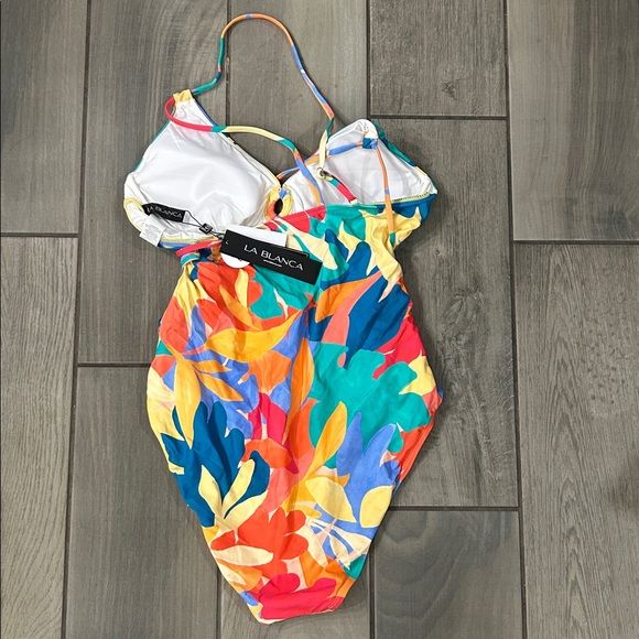 La Blanca Women's Underwire Lace Up One Piece Swimsuit Size 16 - Picture 7 of 8